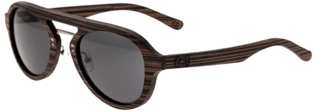 Earth Wood Cruz Sunglasses Brown Stripe Frame Black Polarized Lenses