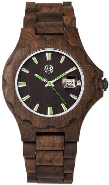 Earth Wood Gila Bracelet Watch w/Magnified Date Dark Brown One Size