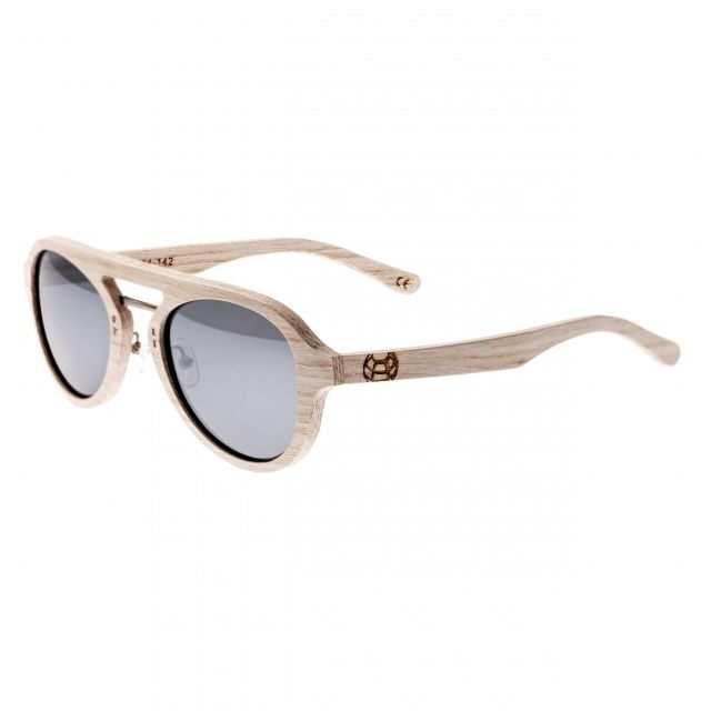 Earth Wood Cruz Sunglasses White Frame Silver Polarized Lenses