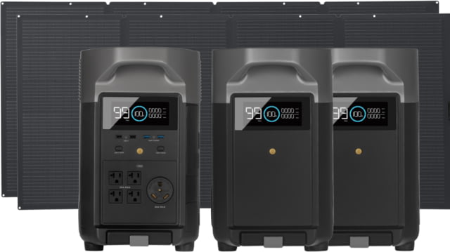 EcoFlow DELTA Pro Portable Power Station w/Two Extra Battery and Two 400W Solar Panels Black