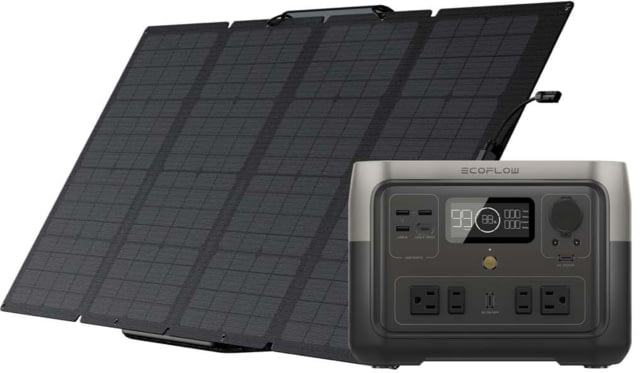 EcoFlow RIVER 2 Max w/1 Portable Solar Panel 160W Black