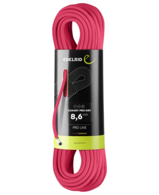 Edelrid 8.6mm Canary Pro Dry Climbing Rope Neon Pink 60m