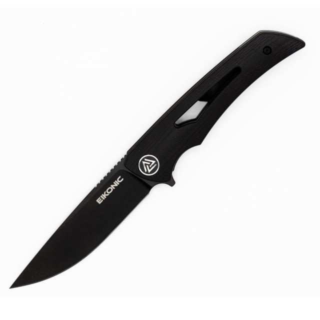EIKONIC Knife Company Aperture Folding Knife 3.14in D2 Steel w/Rockwell Hardness of 59-60 G10 Handle Black/ Black