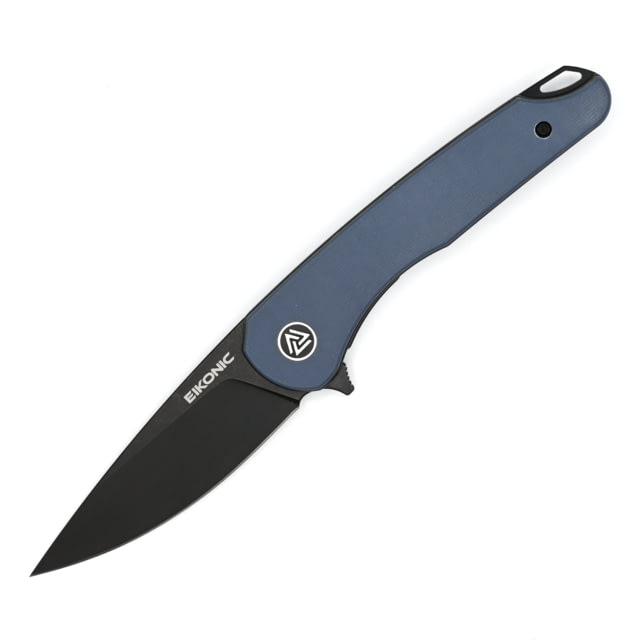 EIKONIC Knife Company Dromas Folding Knife 3.25in D2 Steel w/ Rockwell Hardness of 59-60 G10 Handle Black/ BlueGrey