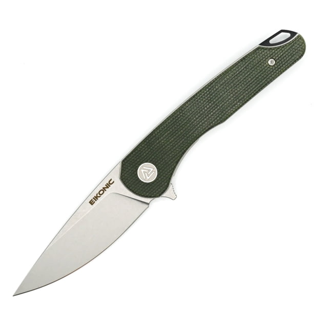 EIKONIC Knife Company Dromas Folding Knife 3.25in D2 Steel w/ Rockwell Hardness of 59-60 Micarta Handle Stonewash/Green