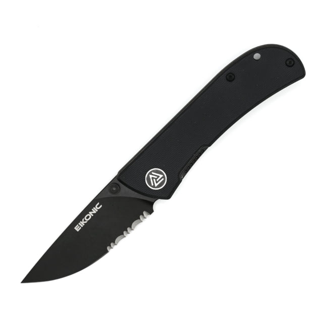 EIKONIC Knife Company Fairwind Folding Knife 2.72in D2 Steel w/ Rockwell Hardness of 59-60 G10 Handle Black/Black Serrated