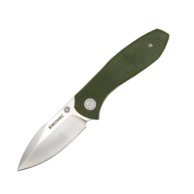 EIKONIC Knife Company Kasador Folding Knife - Designed by Jonas Iglesias 2.7in D2 Steel w/ Rockwell Hardness of 59-60 Micarta Handle Satin/Green
