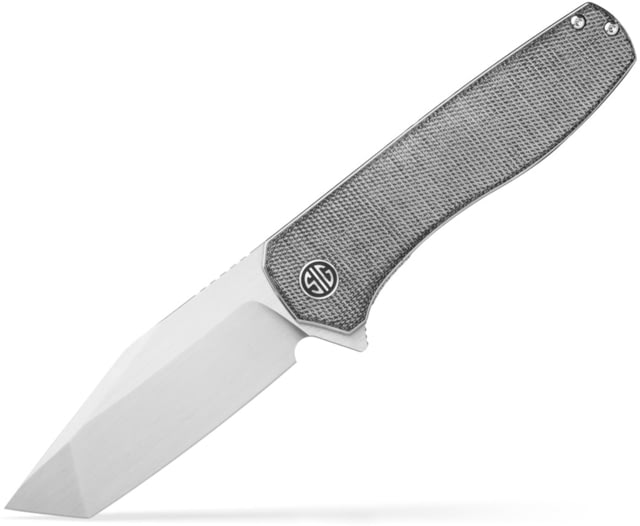 Eikonic Knife Company EIKONIC Knife Company Xiphos 3.40" Folding Modified Tanto Plain Satin Nitro-V Blade 4.20" Salt & Pepper Micarta Handle