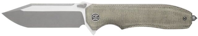 EIKONIC Knife Company Validus 3.78" Folding Modified Tanto Plain Dark Acid Stonewash/Satin M390 Steel Blade 4.76" Green Canvas Micarta Handle