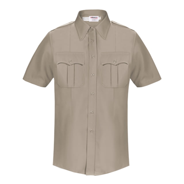 Elbeco DutyMaxx Short Sleeve Poly/Rayon Stretch Shirt - Mens 15.5 in Silver Tan