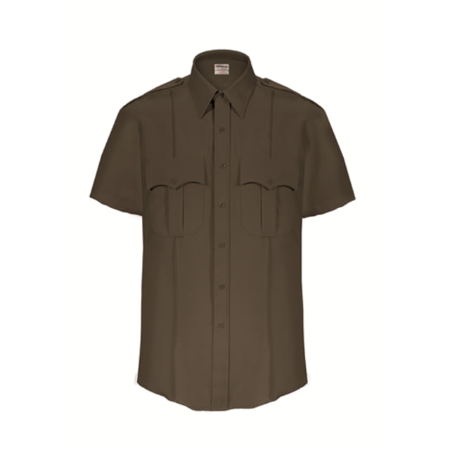 Elbeco TexTrop2 Zippered Short Sleeve Polyester Shirt - Mens 15.5 in Brown