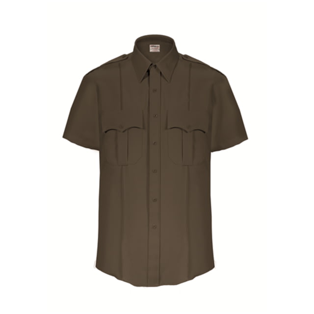 Elbeco TexTrop2 Zippered Short Sleeve Polyester Shirt - Mens 16.5 in Brown