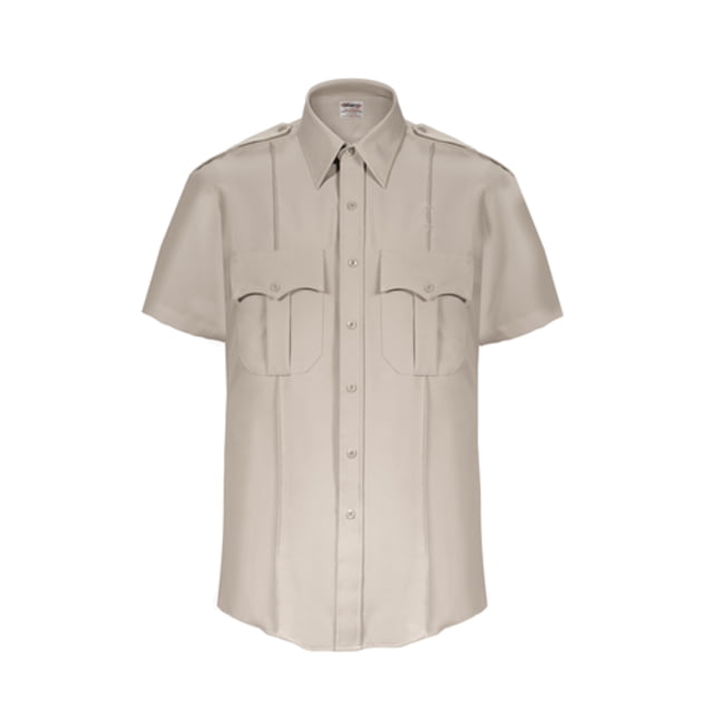 Elbeco TexTrop2 Zippered Short Sleeve Polyester Shirt - Mens 14.5 in Silver Tan
