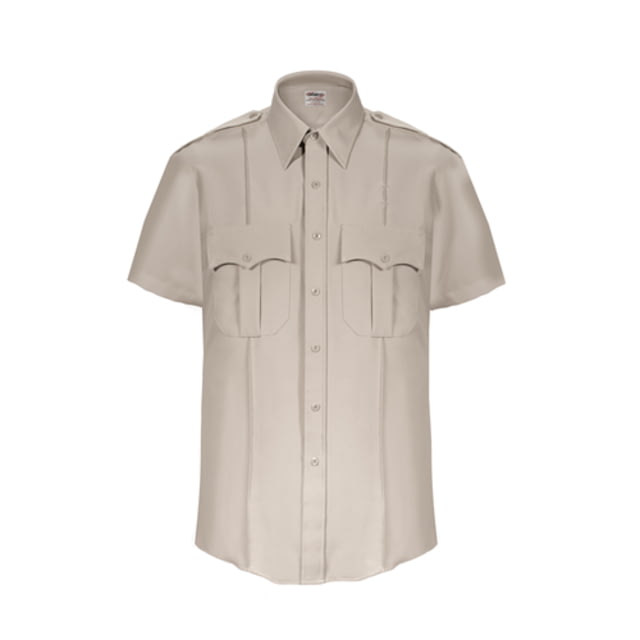 Elbeco TexTrop2 Zippered Short Sleeve Polyester Shirt - Mens 15.5 in Silver Tan