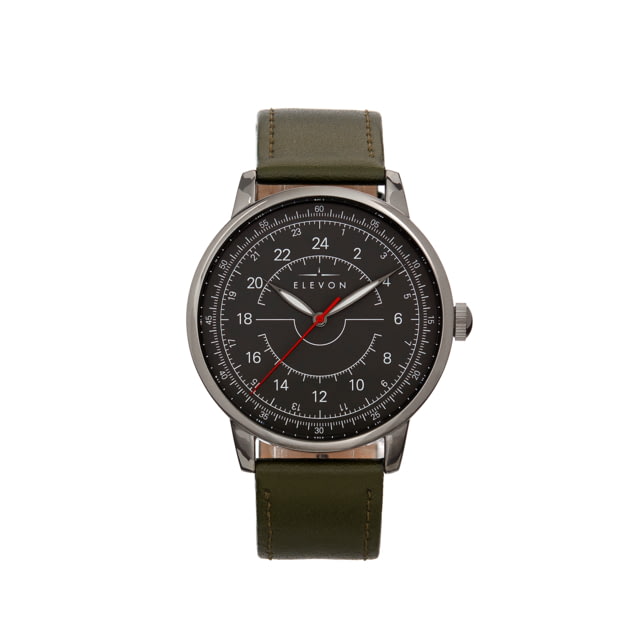Elevon Gauge Leather-Band Watch - Mens Charcoal/Olive One Size