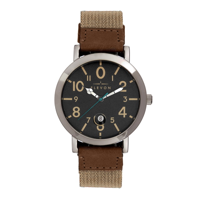 Elevon Mach 5 Canvas-Band Watch w/Date - Mens Black/Light Brown One Size
