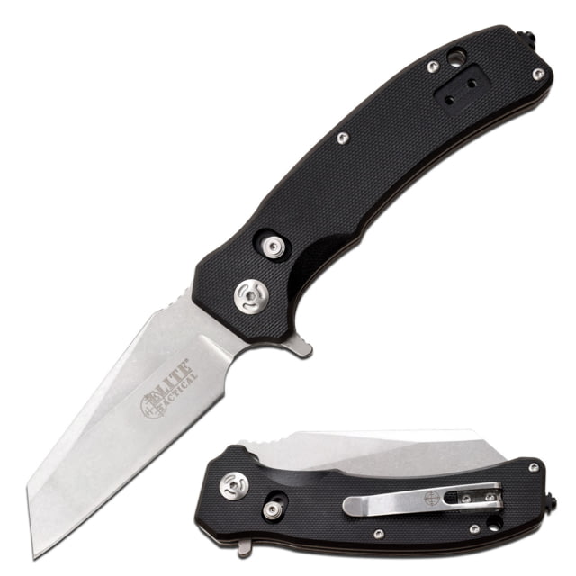 Elite Tactical Folding Knife 3.5 in D2 Steel Wharncliffe Black