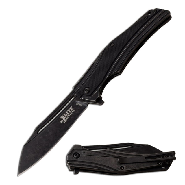 Elite Tactical Parallax Manual Folding Knife 3.5in Stainless Steel D2 Drop Point Black G10 Handle