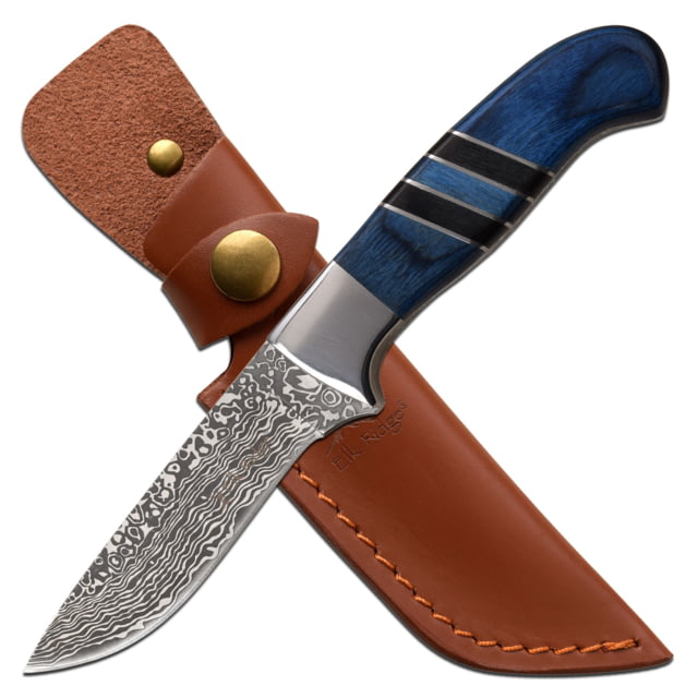 Elk Ridge Drop Point Fixed Blade Knife 3.75 in 3Cr13 Stainless Steel Blue