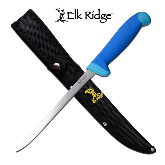 Elk Ridge Fillet Fixed Blade Knife 775 in 5Cr15 Stainless Steel Blue