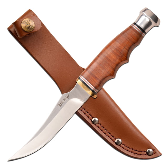 Elk Ridge Outskirt Fixed Blade Trailing Point Knife 8Cr13 Stainless Steel Clip Point Brown