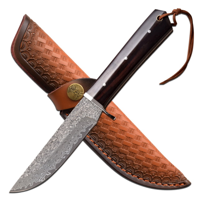 Elk Ridge Persian Fixed Blade Knife 5 in Damascus Steel Brown