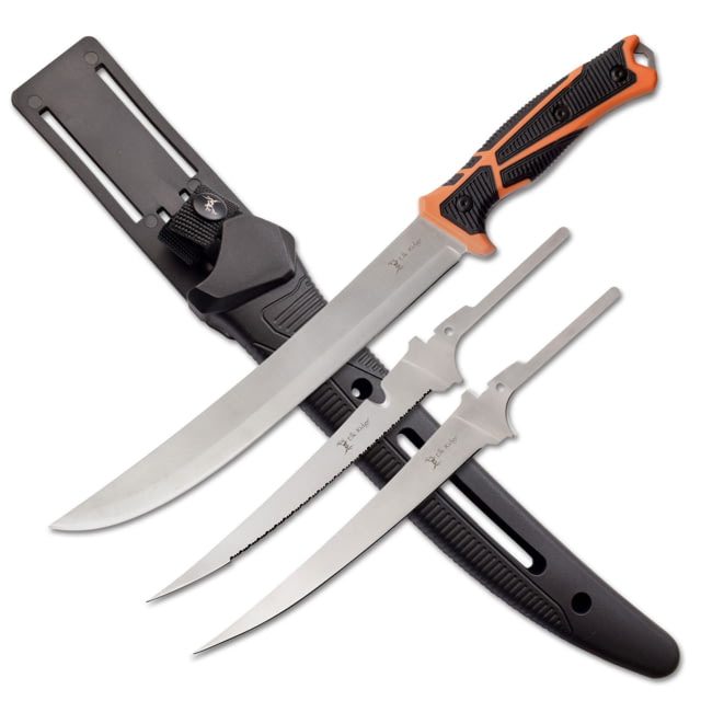 Elk Ridge Elk Ridge Trek Interchangeable Fillet Knife Set 5Cr15 Stainless Steel Black/Orange