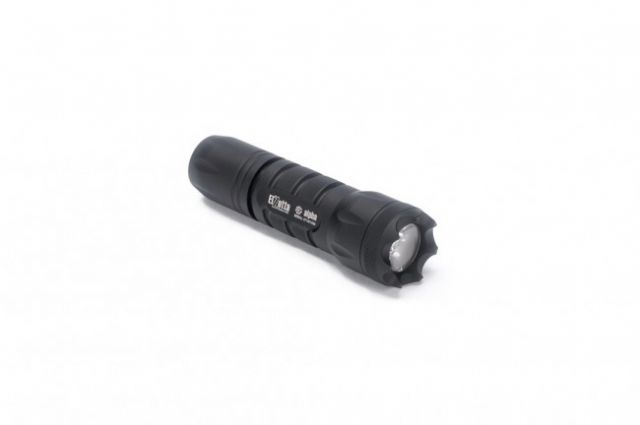 Elzetta Alpha 1-Cell LED Flashlight 415 Lumens w/Crenellated Bezel Ring Standard Lens Click Tailcap Black
