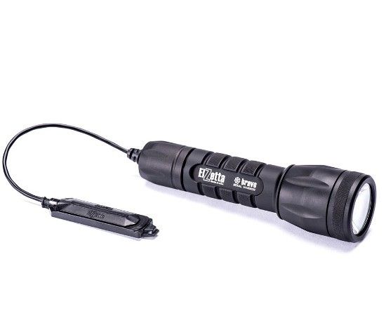 Elzetta Bravo 2-Cell LED Flashlight 850 Lumens w/Standard Bezel Ring High Output AVS Head Remote Tape Switch 5in Black