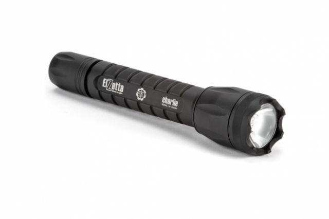 Elzetta Charlie 3-Cell LED Flashlight 1350 Lumens w/Crenellated Bezel Ring High Output AVS Head Click Tailcap Black