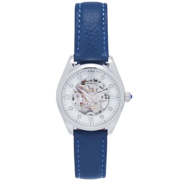 Empress Magnolia Automatic MOP Skeleton Dial Bracelet Watch - Women's Blue/Silver One Size