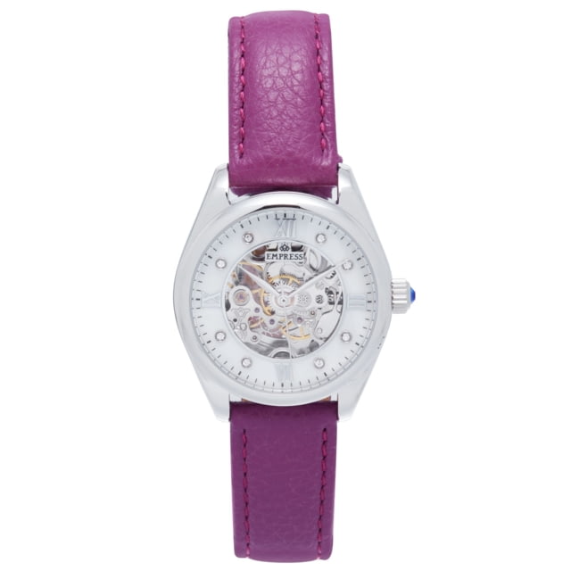 Empress Magnolia Automatic MOP Skeleton Dial Bracelet Watch - Women's Purple/Silver One Size