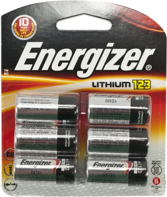 Energizer 3V Lithium 123 Photo 6Pk