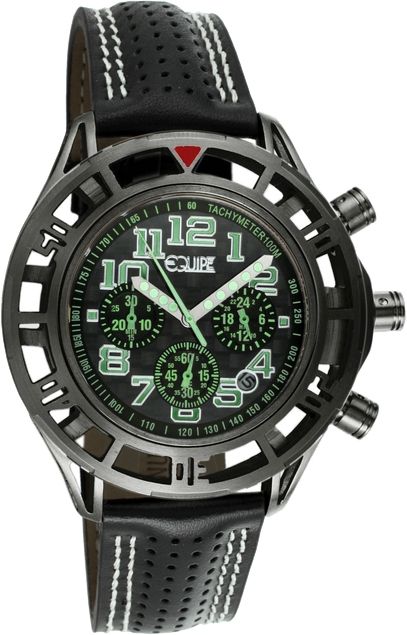 Equipe Chassis Watches - Men's - 58mm Case Quartz Movement Black/Green One Size