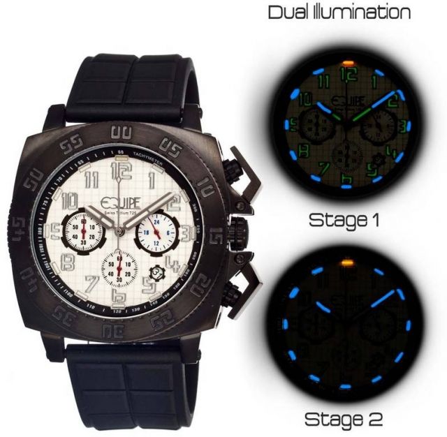Equipe Tritium Push Watches - Men's Black/White One Size