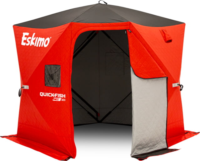 Eskimo 3HD Pop-Up Portable Shelter No-Trip Door Red/Black 3-Person