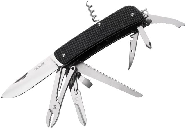 RUIKE L51 Multifunction Knife 3.35in 14C17N Stainless Steel Clip Point Plain Blade Black