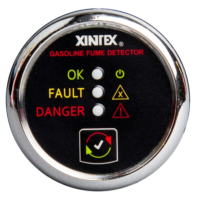 Fireboy-Xintex Gasoline Fume Detector & Alarm w/Plastic Sensor - Chrome Bezel Display