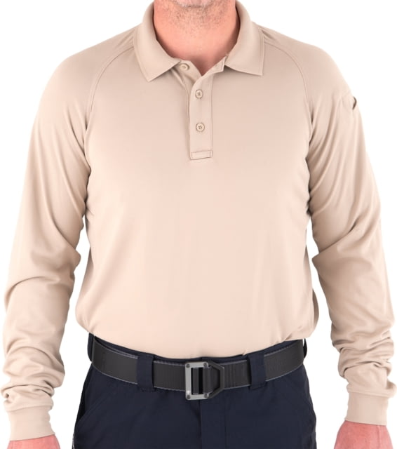 First Tactical First Tactical Performance Long Sleeve Polo - Mens Khaki Large
