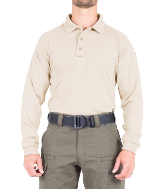 First Tactical First Tactical Performance Long Sleeve Polo - Mens Silver Tan Small