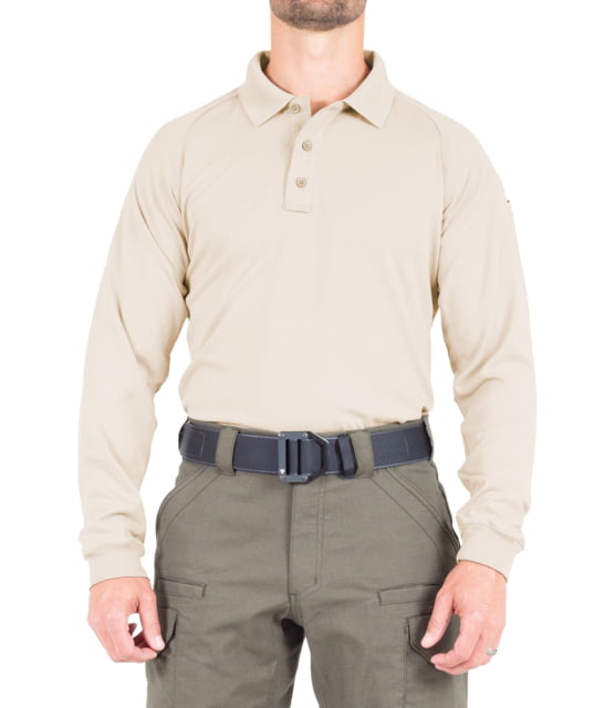 First Tactical First Tactical Performance Long Sleeve Polo - Men's Tall Silver Tan Large