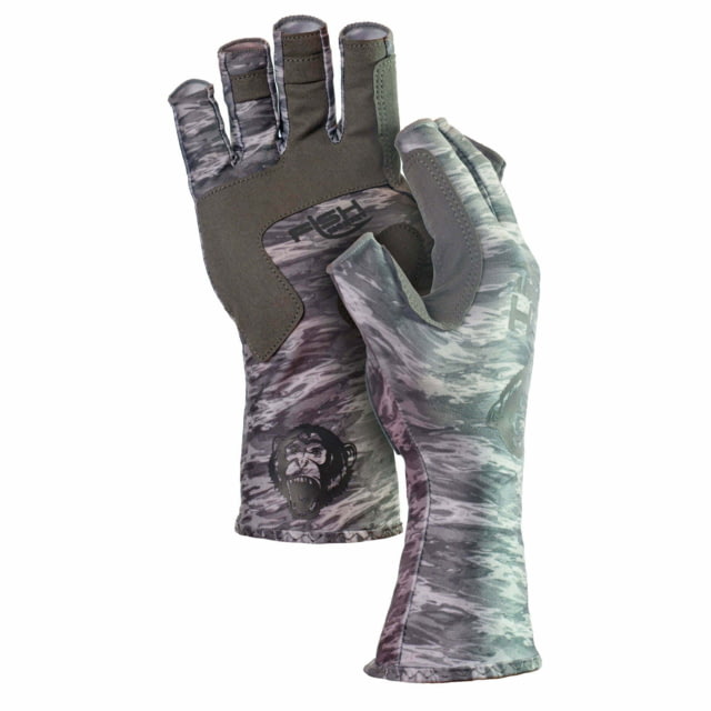 Fish Monkey Half Finger Guide Gloves Grey Water Camo 2XL