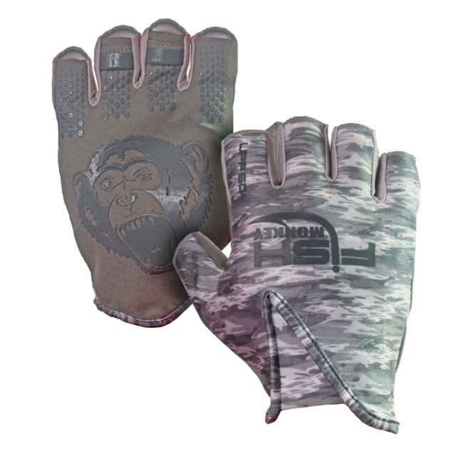Fish Monkey Stubby Guide Gloves Grey Water Camo 2XL