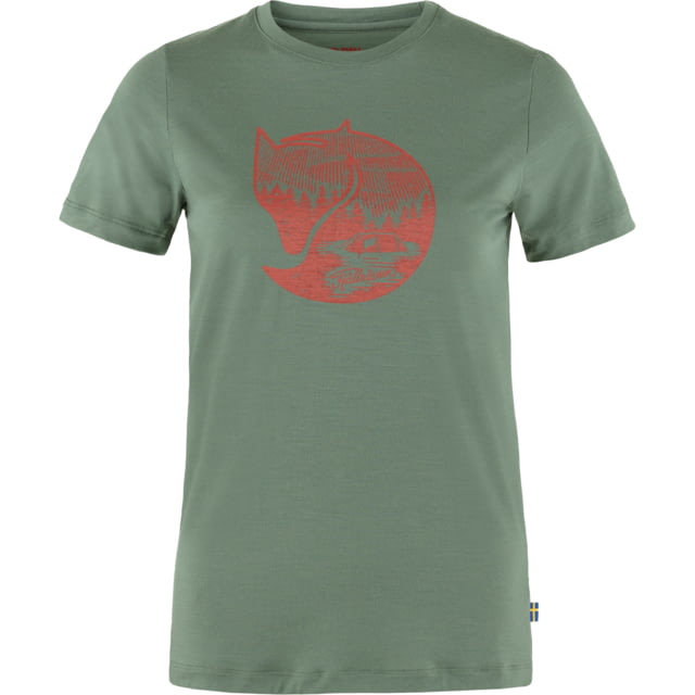 Fjallraven Fjallraven Abisko Wool Fox Short Sleeve - Women's Patina Green/Terracotta Brown Medium