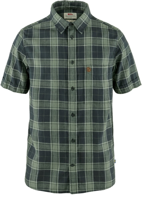 Fjallraven Fjallraven Ovik Travel Short Sleeve Shirt - Men's Dark Navy/Patina Green Medium