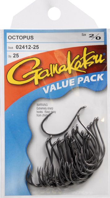 Gamakatsu Black Octopus Hook 25 Pack - #2/0 078217