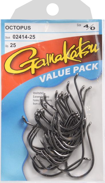 Gamakatsu Black Octopus Hook 25 Pack - #4/0 078219