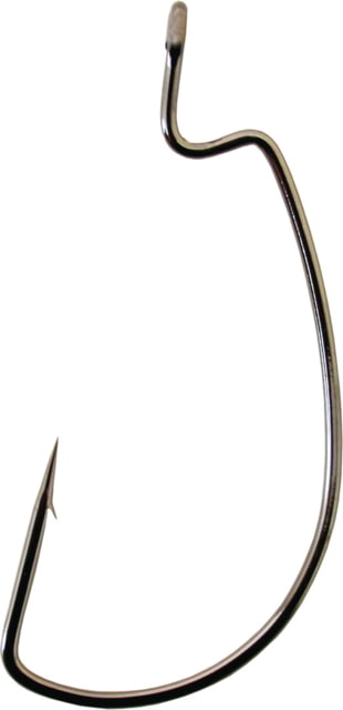Gamakatsu Deep Throat Extra Wide Gap Worm Hook Needle Point Offset Ringed Eye NS Black Size 1/0 6 per Pack