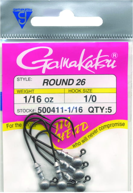 Gamakatsu Round 26 Jighead 1/16oz Nickel Silver Black 1/0 Hook5 Pack