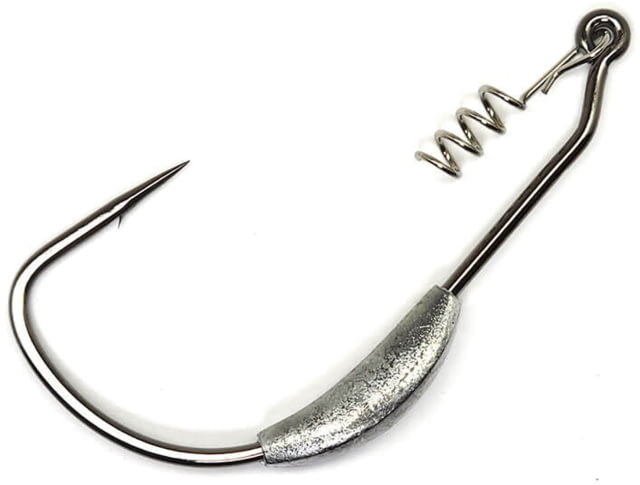 Gamakatsu Superline Weighted Worm Hook with Spring Lock Needle Point Extra Wide Gap NS Black Size 7/0 3/8 4 per Pack 1/5 7/0-3/8 oz